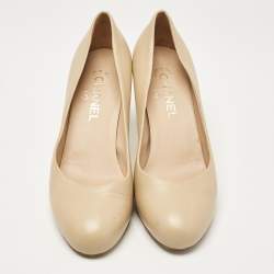 Chanel Beige Leather Round Toe Pumps Size 39