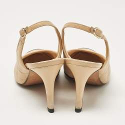 Pre Owned Chanel Beige/Black Leather Slingback Pumps Size 37