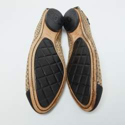 Chanel Gold Suede CC Metal Camellia Ballet Flats Size 40