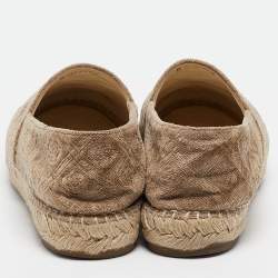 Pre Owned Chanel Beige/Black Canvas and Velvet Espadrille Flats Size 40