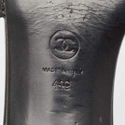 Chanel Black Woven Leather Slide Sandals Size 41