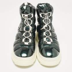 Chanel Green Leather and Nylon Ankle Length Boots Size 40