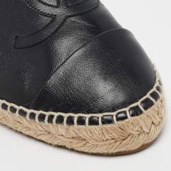 Pre Owned Chanel Black Leather CC Espadrille Flats Size 39