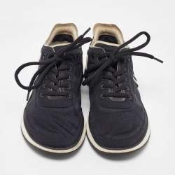 Pre Owned Chanel Black Nylon Interlocking CC Logo Low Top Sneakers Size 40