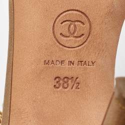 Chanel Gold Leather CC Chain Link Ankle Strap Sandals Size 38.5