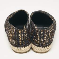 Pre Owned Chanel Multicolor Canvas and Tweed CC Espadrille Flats Size 38