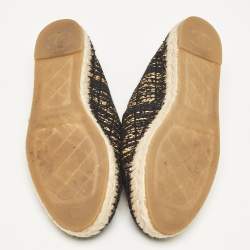 Pre Owned Chanel Multicolor Canvas and Tweed CC Espadrille Flats Size 38