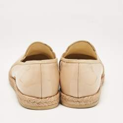 Chanel Beige Patent Leather CC Espadrille Loafers Size 39.5