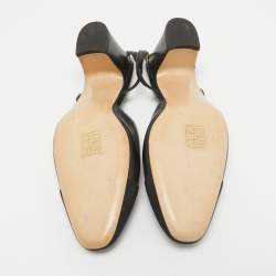 Pre Owned Chanel Black Leather and Canvas CC Slingback D'orsay Pumps Size 37