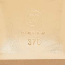 Chanel Beige Canvas and Leather CC Flat Slides Size 37