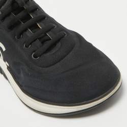 Pre Owned Chanel Black Neoprene CC Low Top Sneakers Size 37.5
