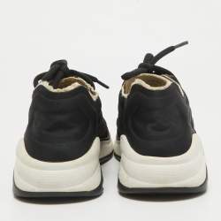 Pre Owned Chanel Black Neoprene CC Low Top Sneakers Size 37.5
