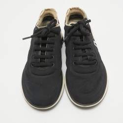 Pre Owned Chanel Black Neoprene CC Low Top Sneakers Size 37.5