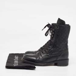 Chanel Black Leather CC Interlocking Ankle Length Boots Size 36.5