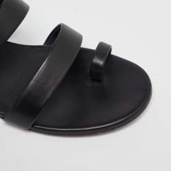 Chanel Black Leather CC Gladiator Flat Sandals Size 39