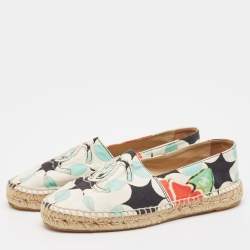 Pre Owned Chanel Multicolor Printed Canvas CC Espadrille Flats Size 41