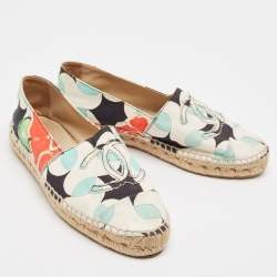 Pre Owned Chanel Multicolor Printed Canvas CC Espadrille Flats Size 41