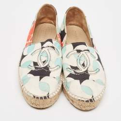 Pre Owned Chanel Multicolor Printed Canvas CC Espadrille Flats Size 41