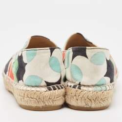 Pre Owned Chanel Multicolor Printed Canvas CC Espadrille Flats Size 41