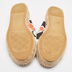 Pre Owned Chanel Multicolor Printed Canvas CC Espadrille Flats Size 41