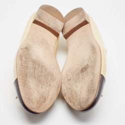 Chanel Beige/Black Patent Leather CC Ballet Flats Size 42