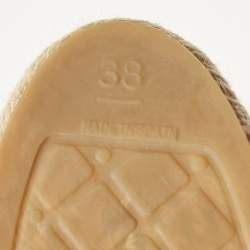 Pre Owned Chanel Beige/Black Leather CC Espadrille Flats Size 38