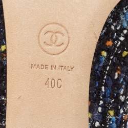 Pre Owned Chanel Multicolor Suede and Tweed Block Heel Pumps Size 40