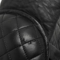 Pre Owned Chanel Black Quilted Leather Knee Length Boots Size 40
