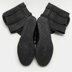 Pre Owned Chanel Black Quilted Leather Knee Length Boots Size 40