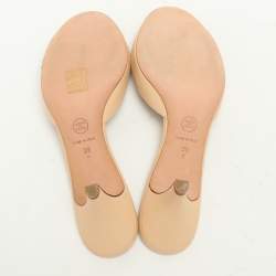 Chanel Beige Leather Bow Slide Sandals Size 39