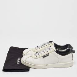 Chanel White Leather CC Low Top Sneakers Size 37.5