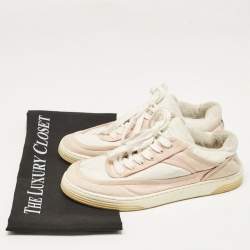 Chanel Pink/White Canvas CC Low Top Sneakers Size 37