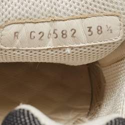 Pre Owned Chanel Grey/White Canvas and Leather CC Low Top Sneakers Size 38.5