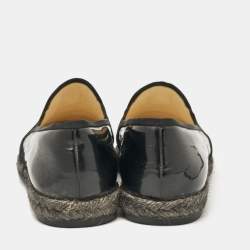 Pre Owned Chanel Black Patent Leather CC Espadrille Loafers Size 39