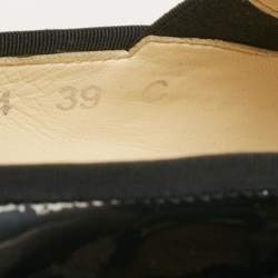 Pre Owned Chanel Black Patent Leather CC Espadrille Loafers Size 39