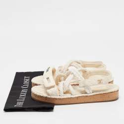 Pre Owned Chanel Cream Quilted Leather and Rope CC Dad Sandals Size 39