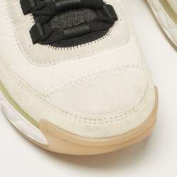 Pre Owned Chanel White/Black Fabric and Suede CC Low Top Sneakers Size 38