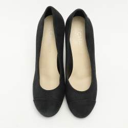 Chanel Black Suede CC Pumps Size 38.5