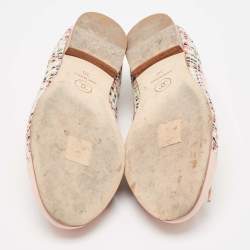 Chanel Multicolor Tweed and Leather CC Cap Toe Bow Ballet Flats Size 36