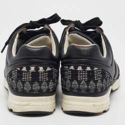 Pre Owned Chanel Black Leather CC Logo Low Top Sneakers Size 37.5