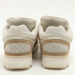 Pre Owned Chanel White Canvas and Leather CC Low Top Sneakers Size 39