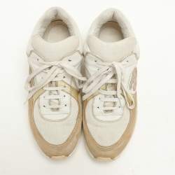 Pre Owned Chanel White Canvas and Leather CC Low Top Sneakers Size 39