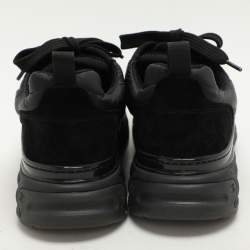 Pre Owned Chanel Black Nylon and Suede CC Low Top Sneakers Size 38.5