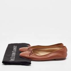 Chanel Brown Leather CC Cap Toe Bow Ballet Flats Size 38