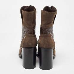 Chanel Dark Brown Leather Interlocking CC Logo Ankle Length Boots Size 39.5