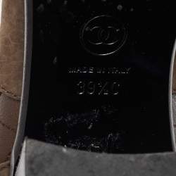 Chanel Dark Brown Leather Interlocking CC Logo Ankle Length Boots Size 39.5