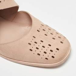 Chanel Beige Suede Laser Cut Velcro CC Logo Ankle Length Boots Size 39