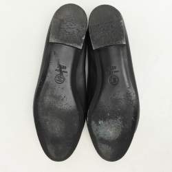 Pre Owned Chanel Black/Beige Leather CC Ballet Flats Size 40.5
