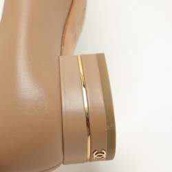 Pre Owned Chanel Brown/Beige Patent and Leather CC Cap Toe Block Heel Pumps Size 41
