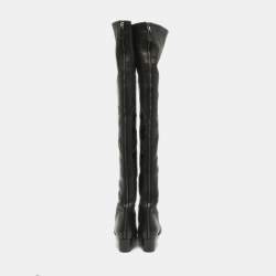 Chanel Black Leather Over The Knee Boots Size 37.5